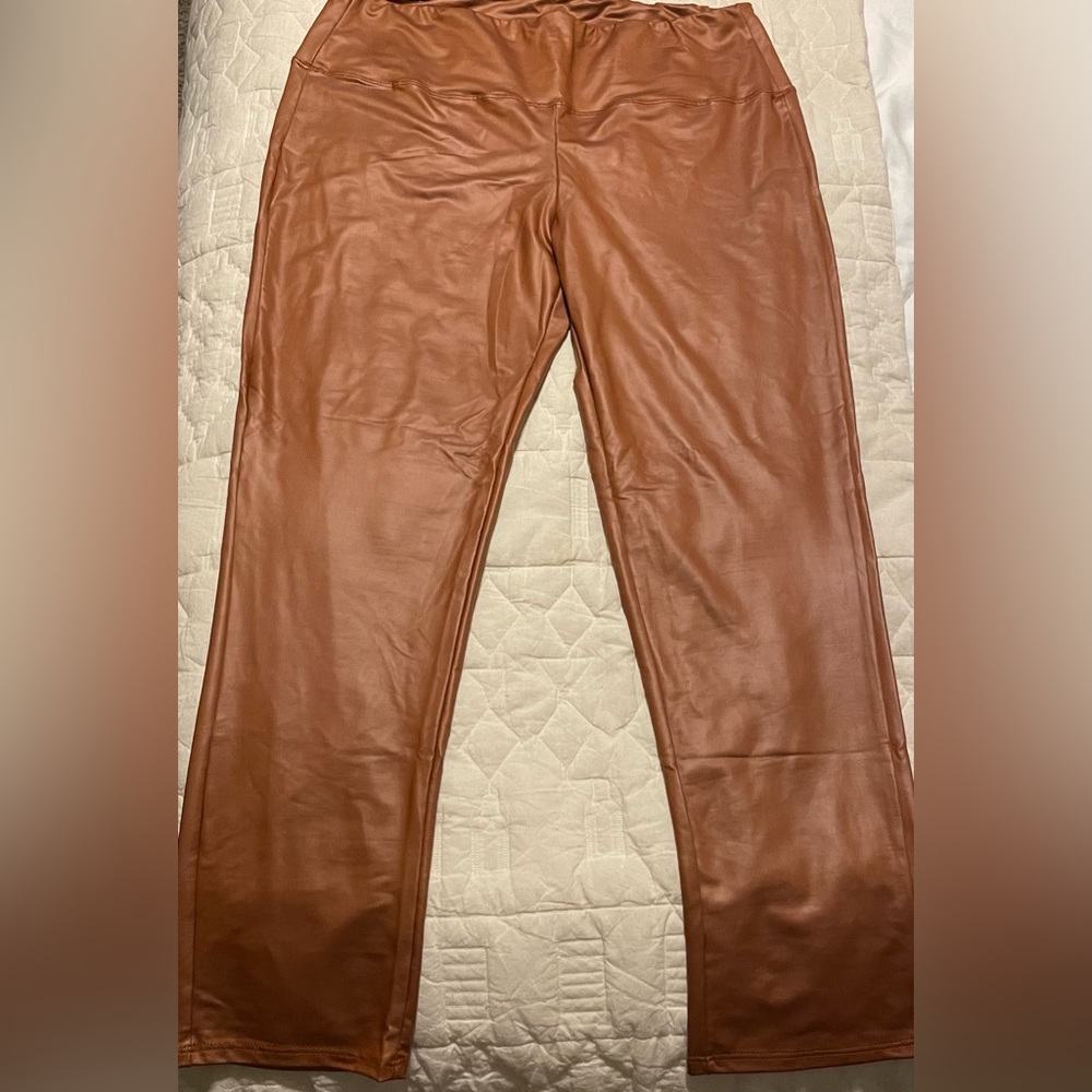 Boutique, camel faux leather leggings